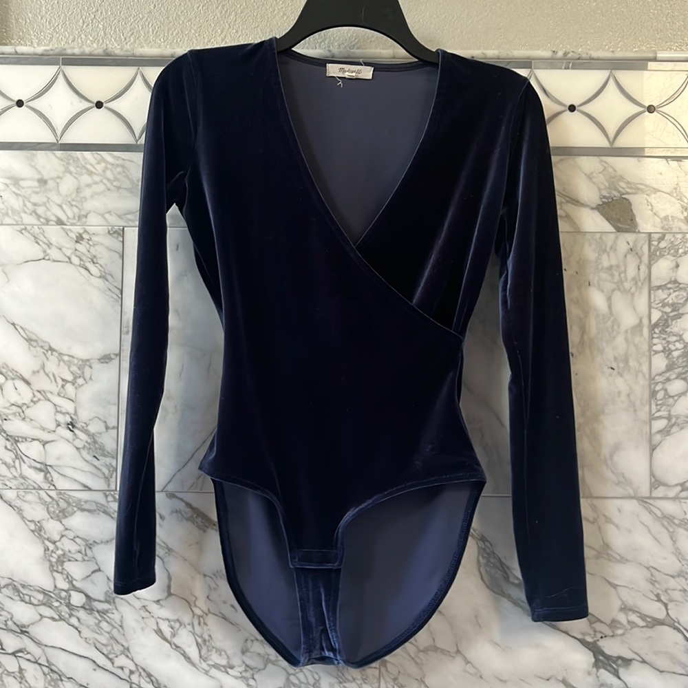 Madewell Women Dark Blue Bodysuit X-Small